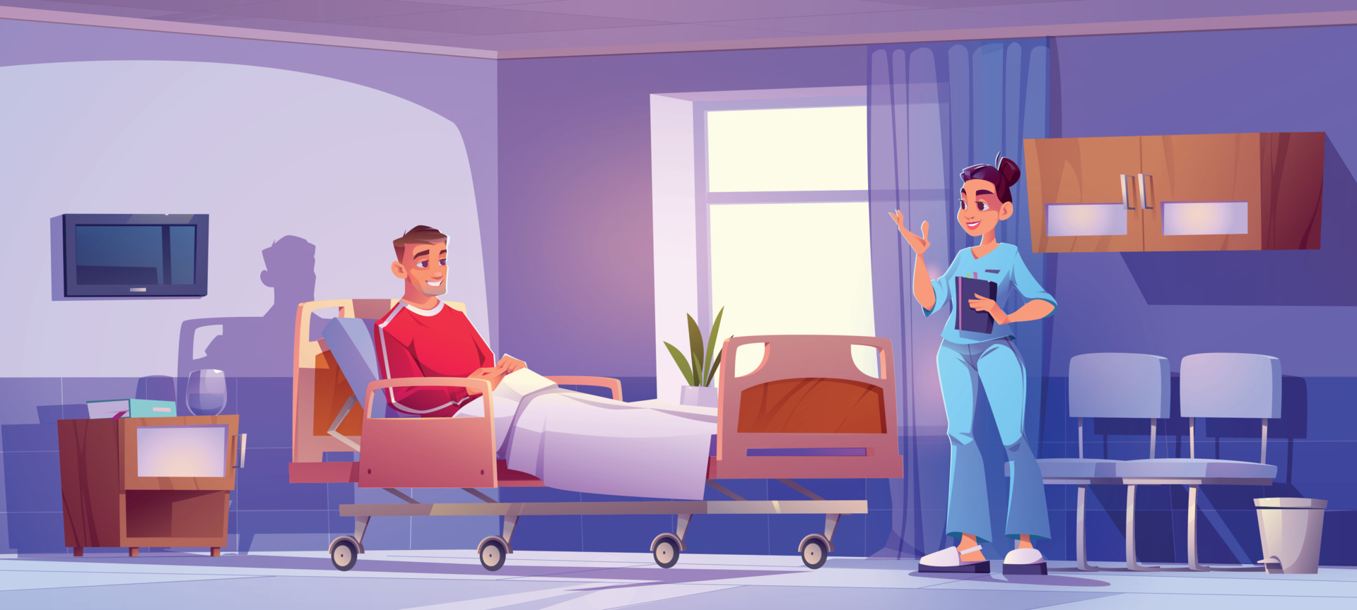 Vecteezy hospital ward with patient on bed and doctor
